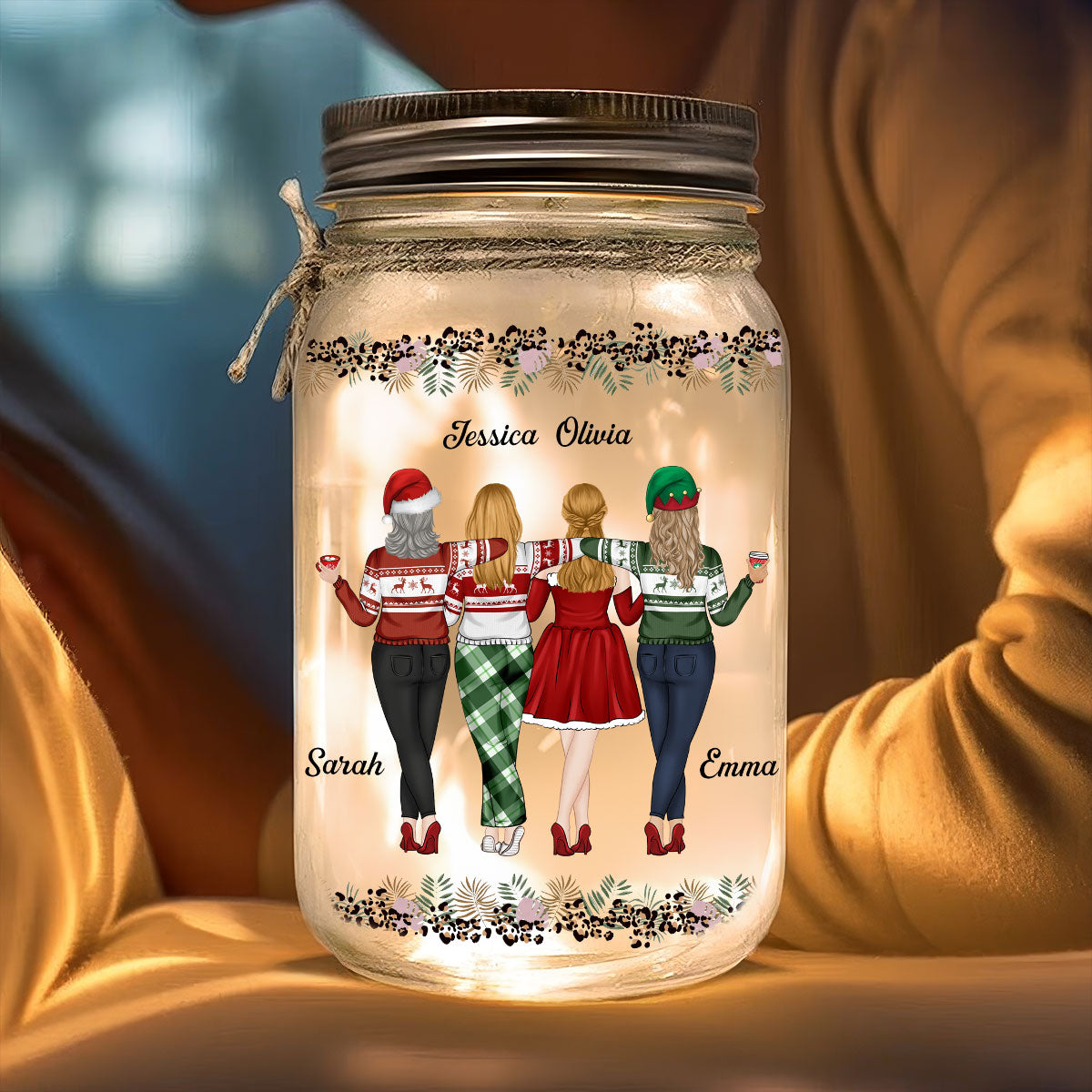 Thanks For Being My Unbiological Sister - Personalized Custom Mason Jar Light