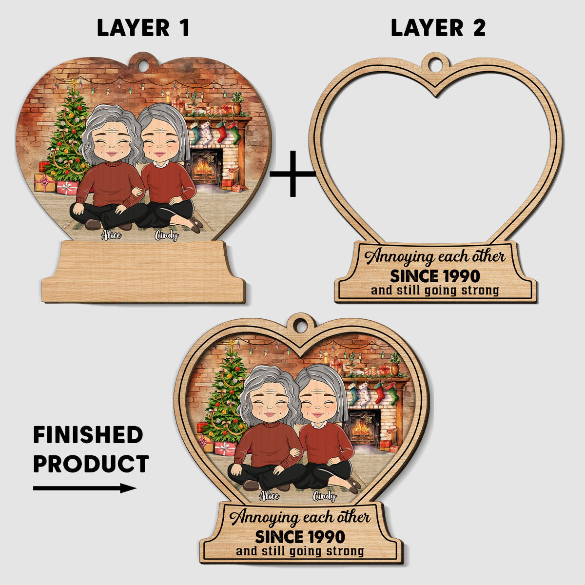 Annoying Each Other And Still Going Strong - Personalized Custom 2-Layered Wood Ornament
