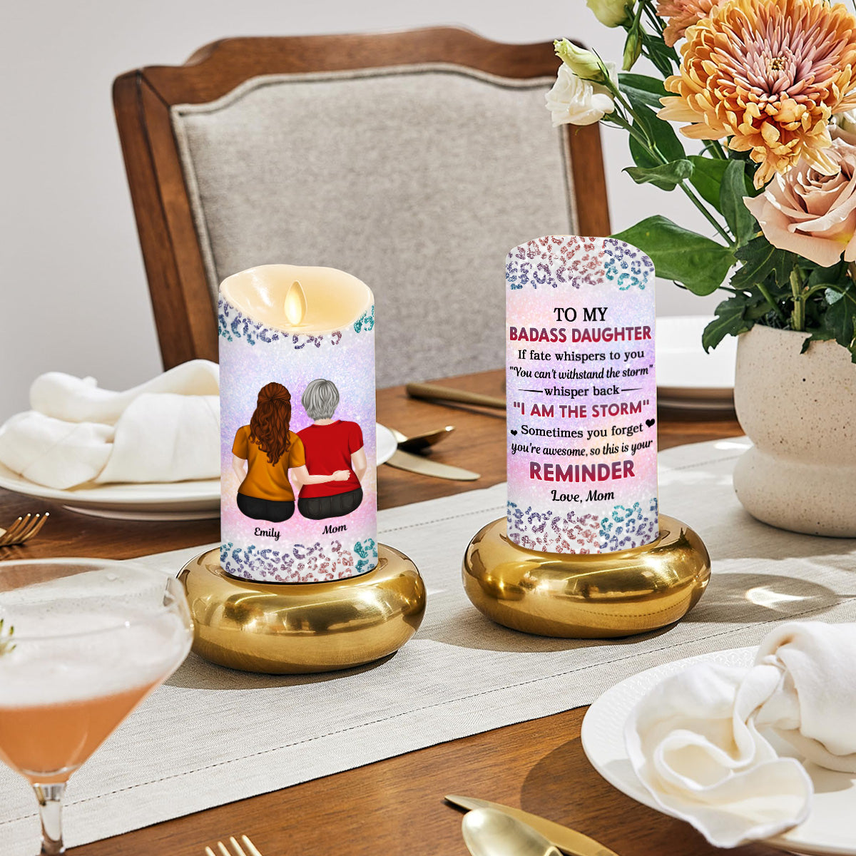 From Mom To Badass Daughter - Personalized Custom LED Candle