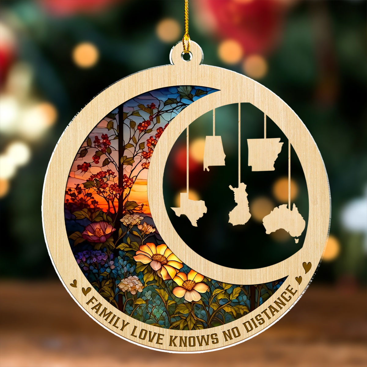 Family Love Knows No Distance Ver 2 - Personalized Custom Acrylic Ornament