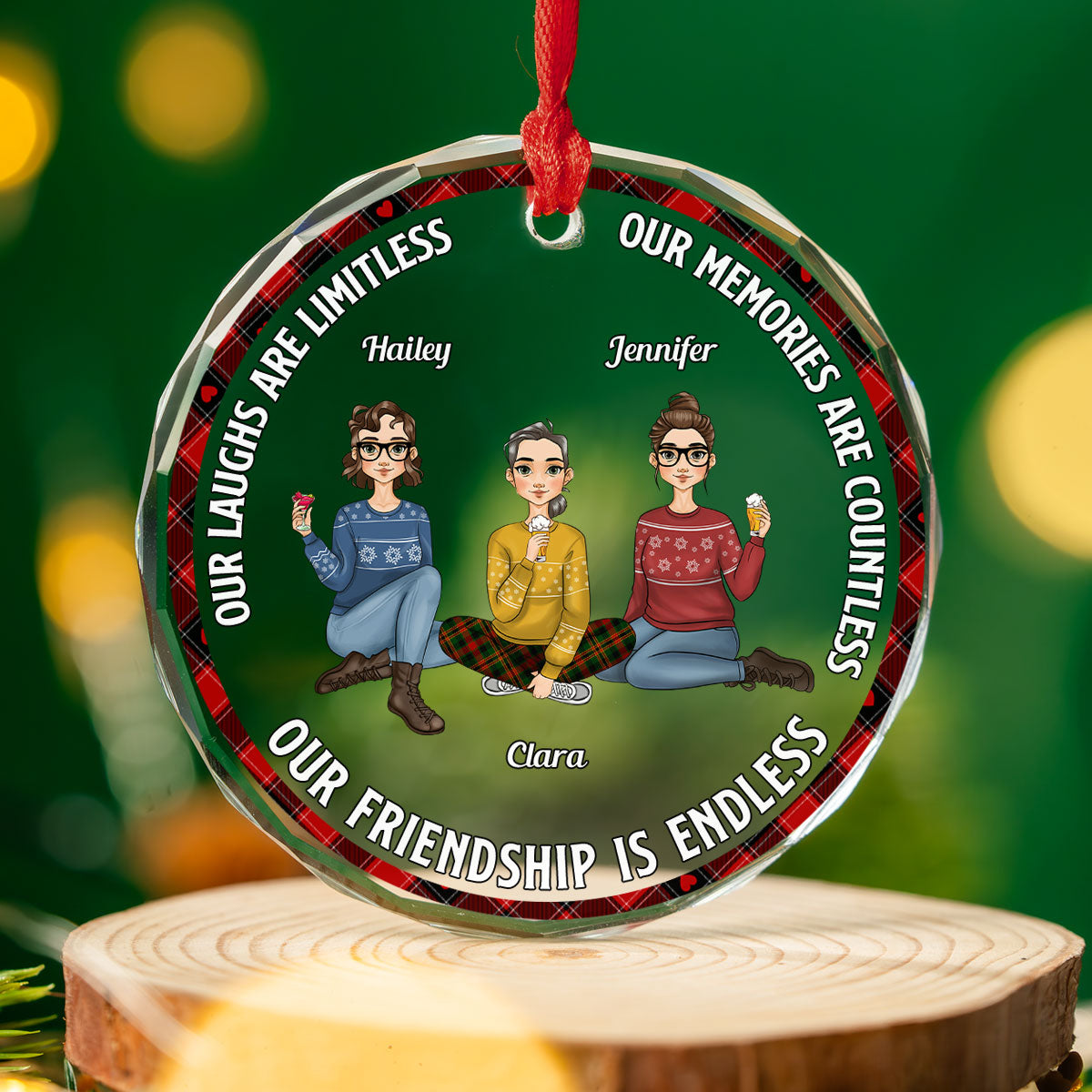 Our Laughs Are Limitless - Personalized Custom Glass Ornament