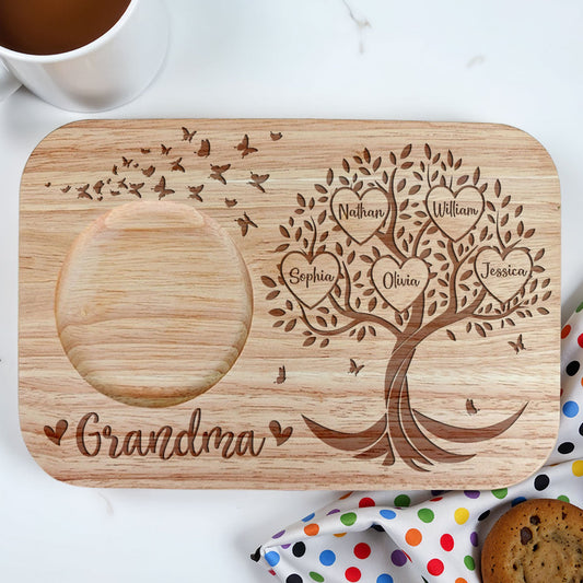 Grandma Family Tree Name - Personalized Custom Wooden Treat Board
