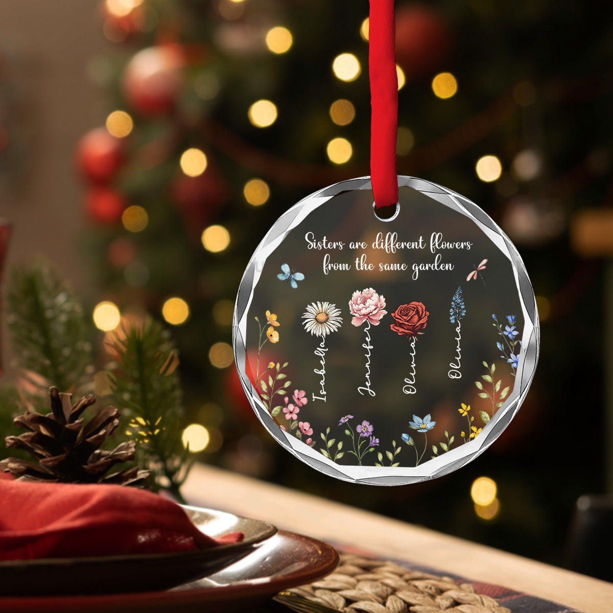Siblings Are Different Flowers From The Same Garden - Personalized Custom Glass Ornament