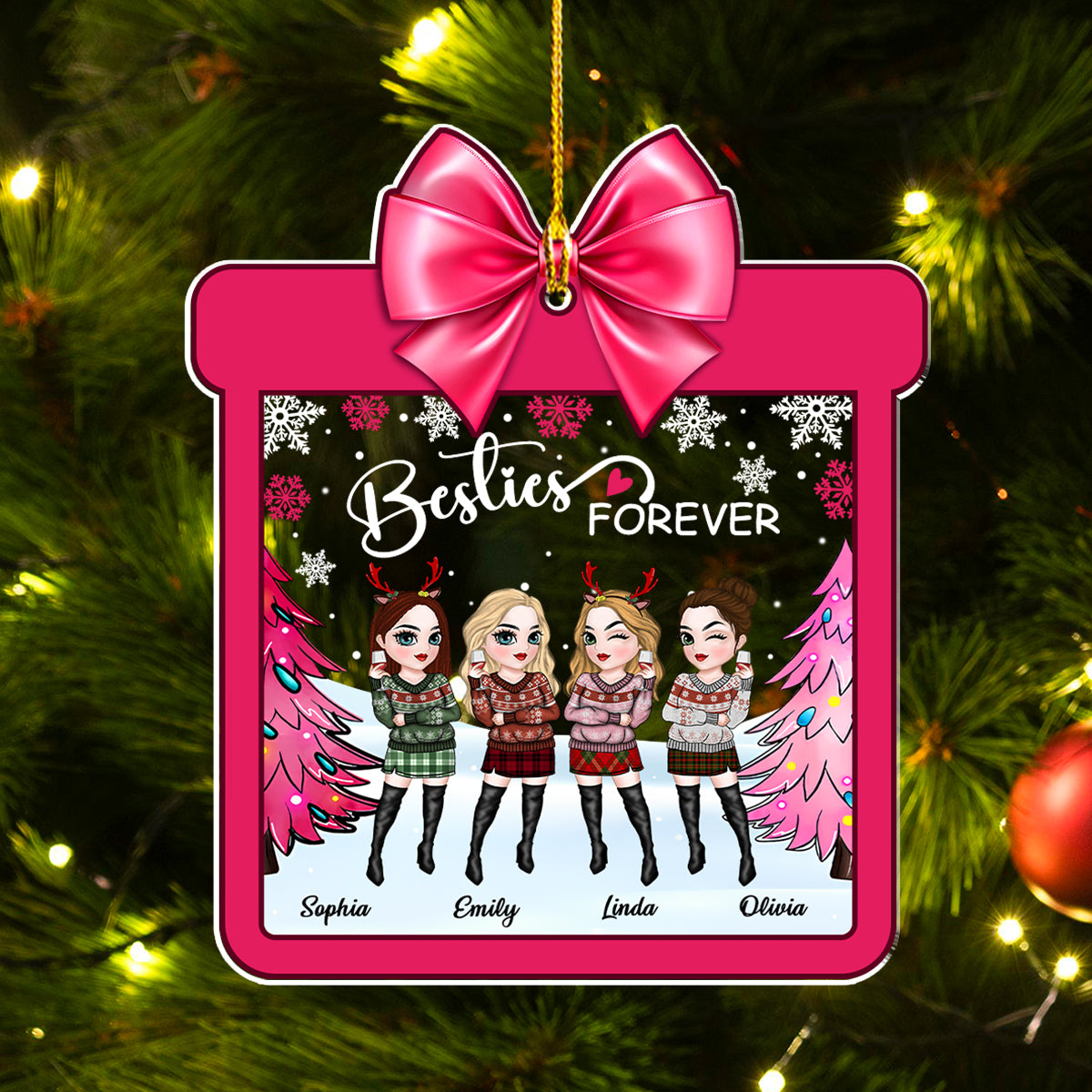 Christmas With Besties - Personalized Custom Acrylic Ornament