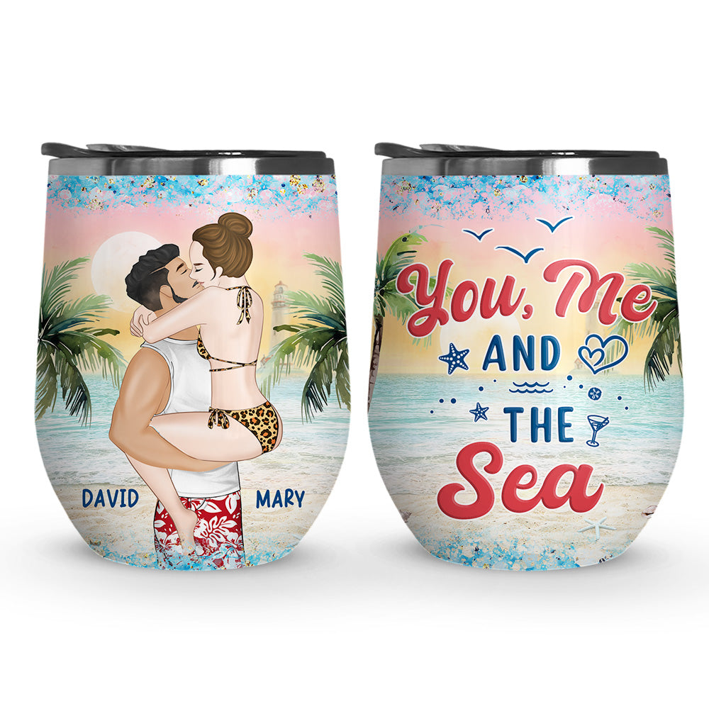 You Me And The Sea - Personalized Custom Wine Tumbler