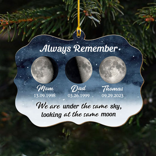 Looking At The Same Moon - Personalized Custom Wood Ornament