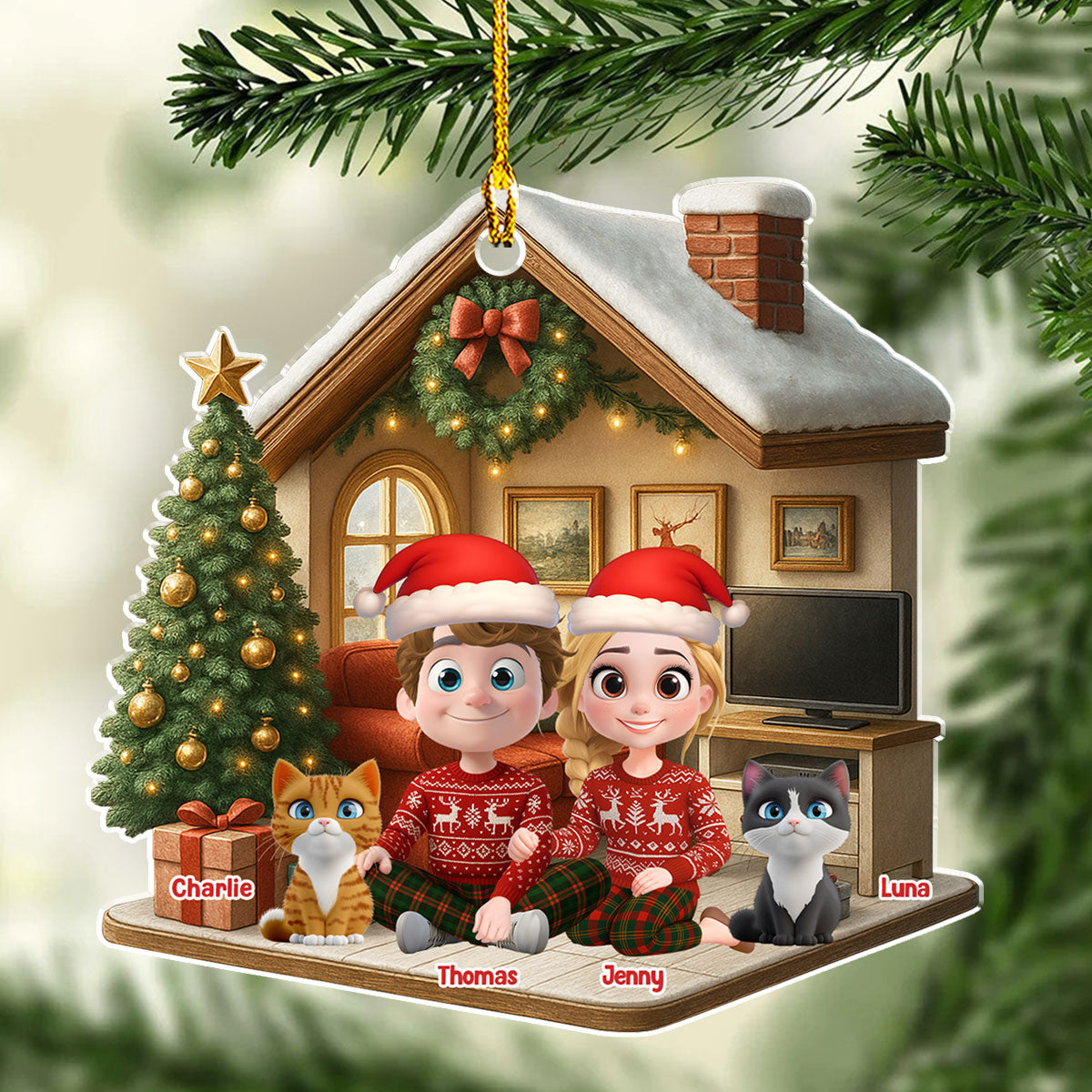 Under One Roof With Cats - Personalized Custom 3D Effect Acrylic Ornament