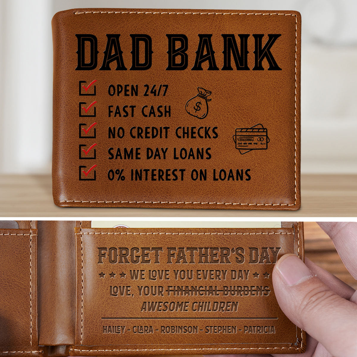 Love You Every Day - Personalized Custom Printed Men Leather Wallet