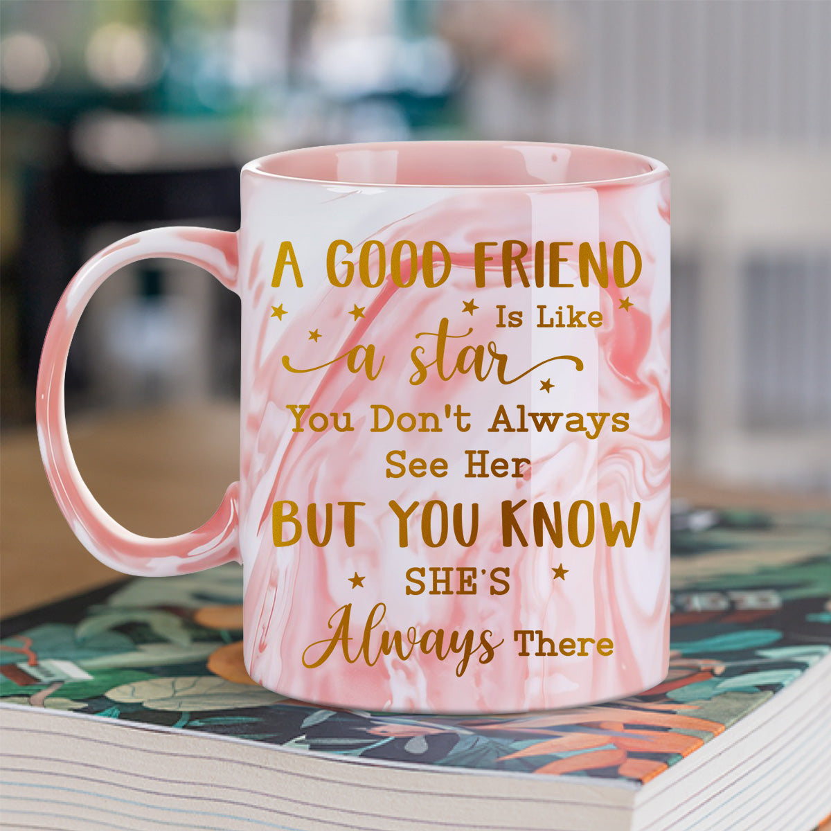 Friends We Never Walk Alone - Personalized Custom Pink Marble Mug