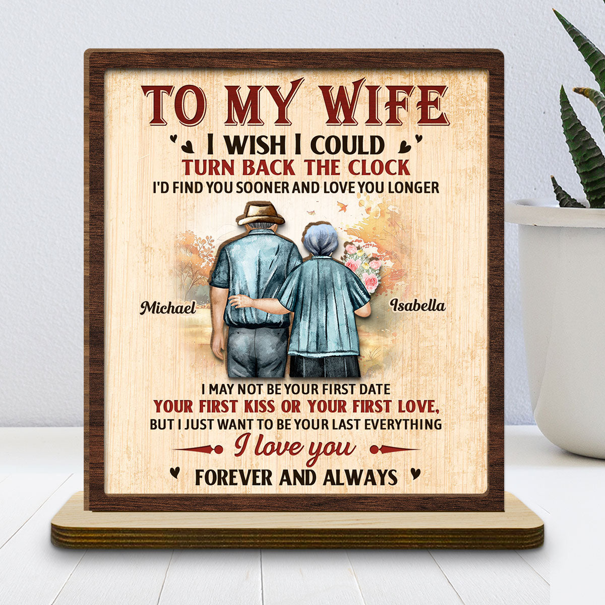 Love You Longer - Personalized Custom 2-Layer Wood Plaque With Flat Base