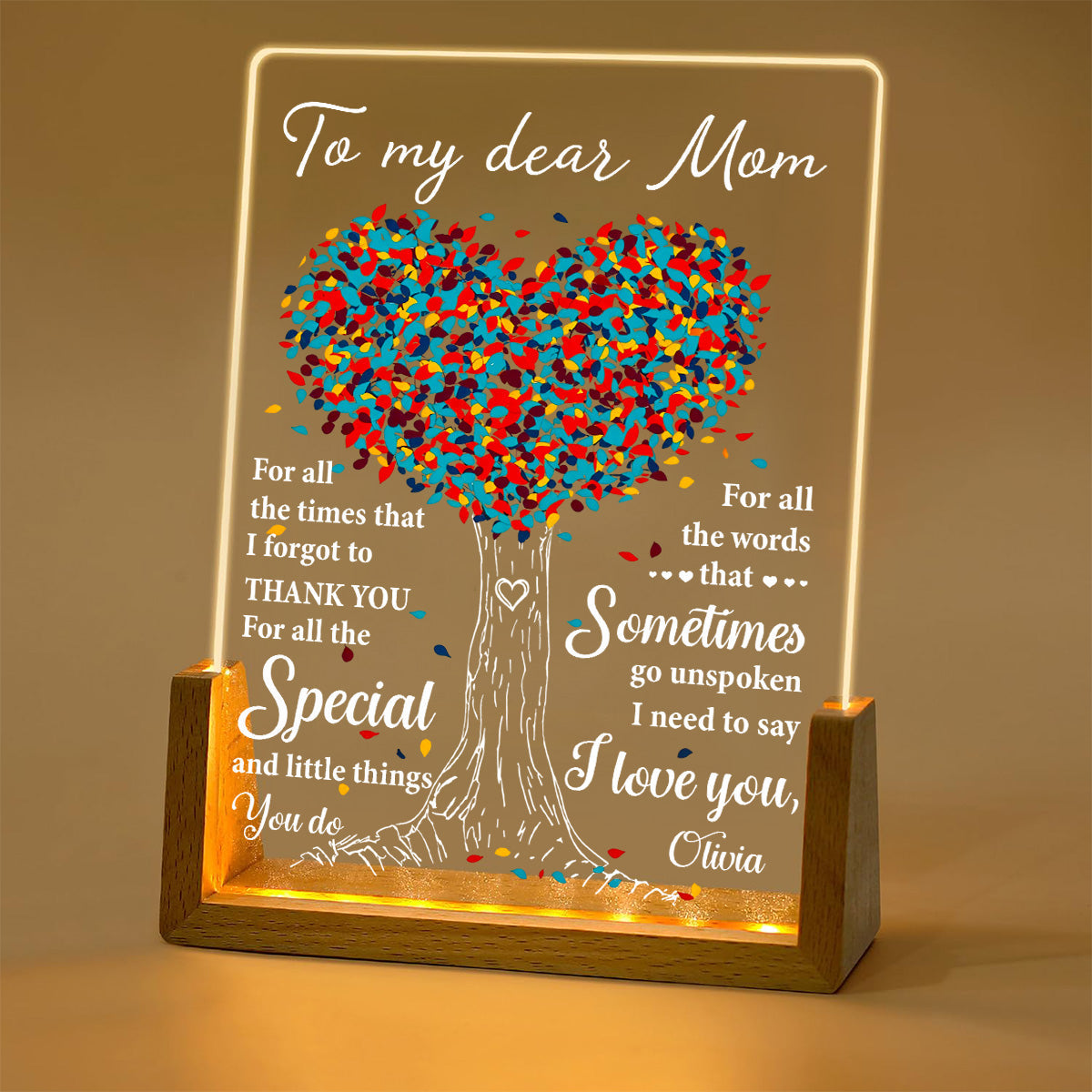 To My Dear Mom - Personalized Custom Plaque With Walnut Base