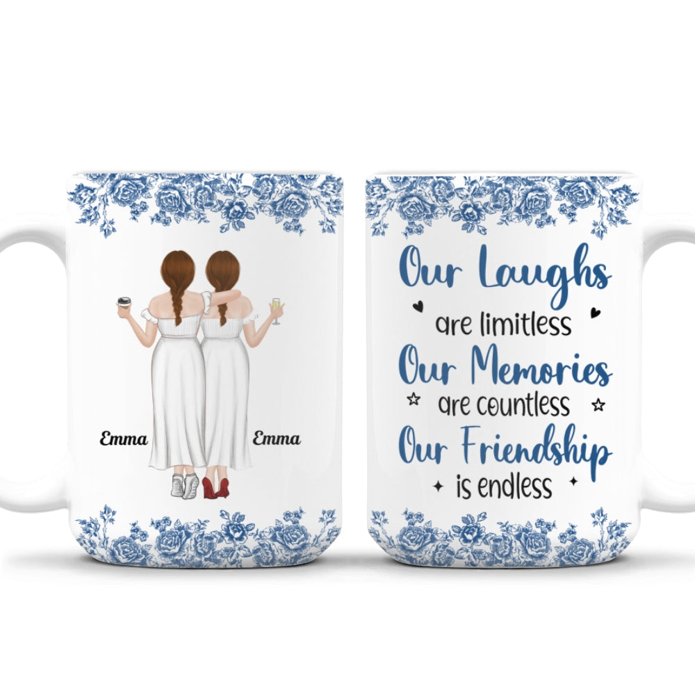 Our Laughs Are Limitless Blue Toile - Personalized Custom Coffee Mug