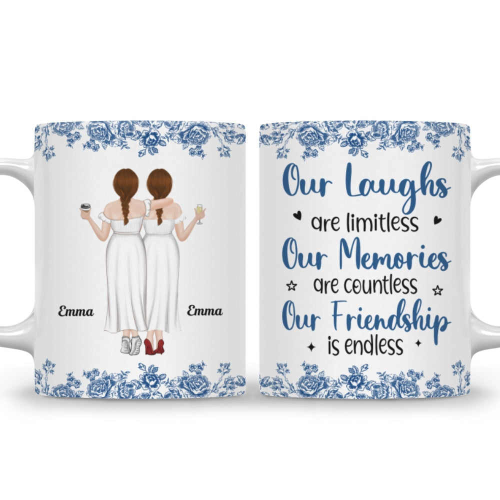Our Laughs Are Limitless Blue Toile - Personalized Custom Coffee Mug