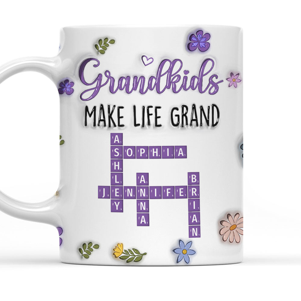 Grandkids Make Life Grand Crossword Puzzle - Personalized Custom 3D Inflated Effect Mug