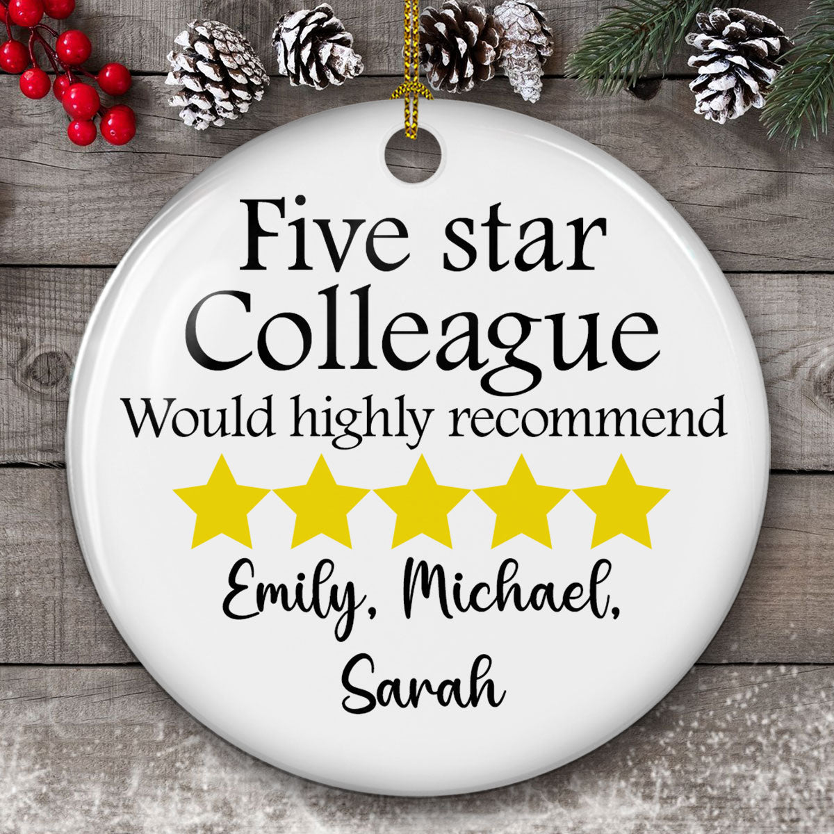 Five Star Colleague - Personalized Custom Ceramic Ornament