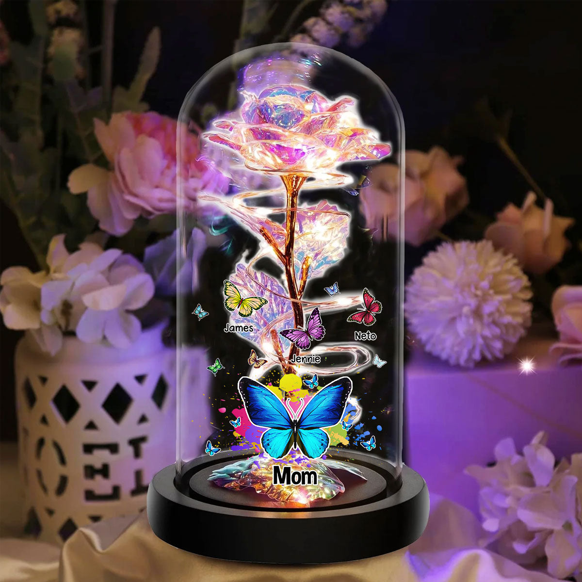 Lovely Butterfly - Personalized Custom Sparkly Rose