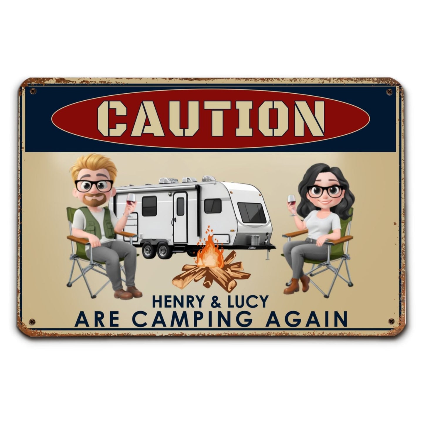 Camping Again - Personalized Custom Metal Sign