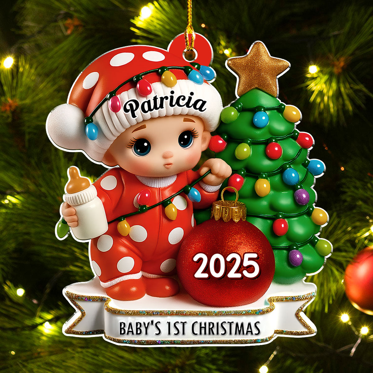 Red Dot Holiday - Personalized Custom Acrylic Ornament