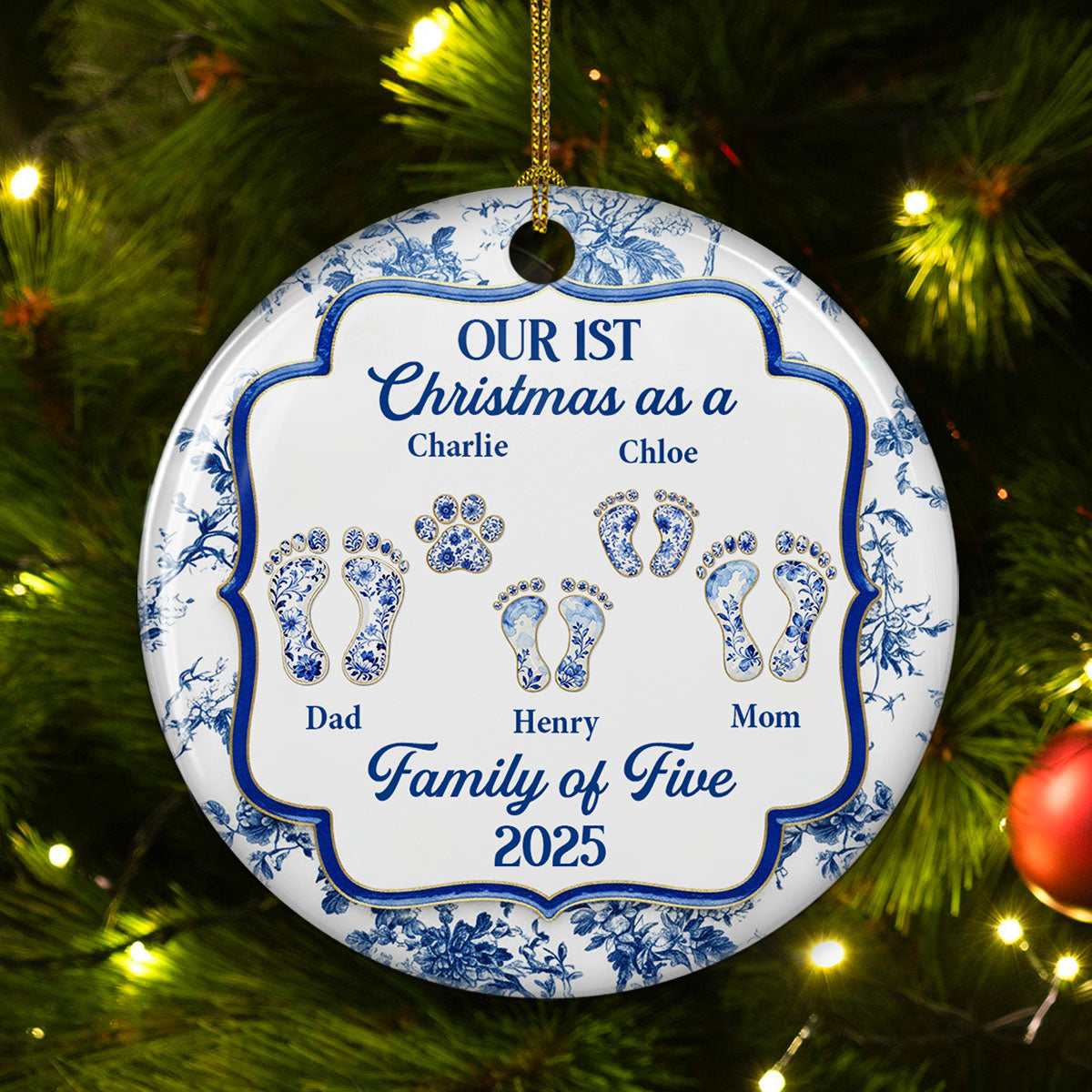 First Christmas Family - Personalized Custom Ceramic Ornament