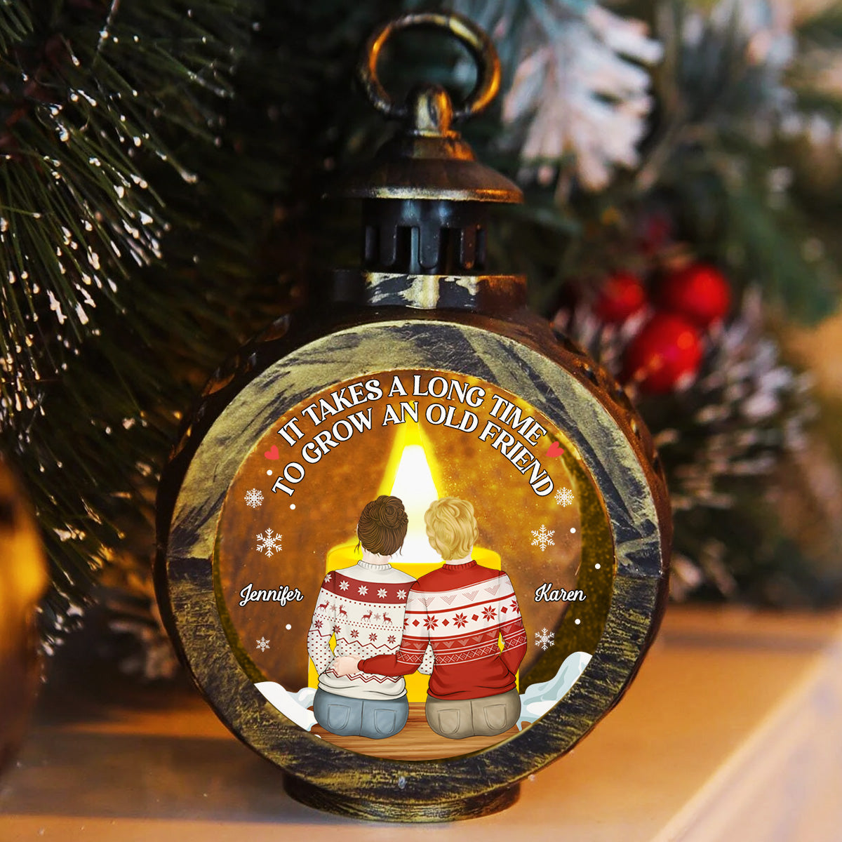True Friendship Takes Time - Personalized Custom Christmas Lantern