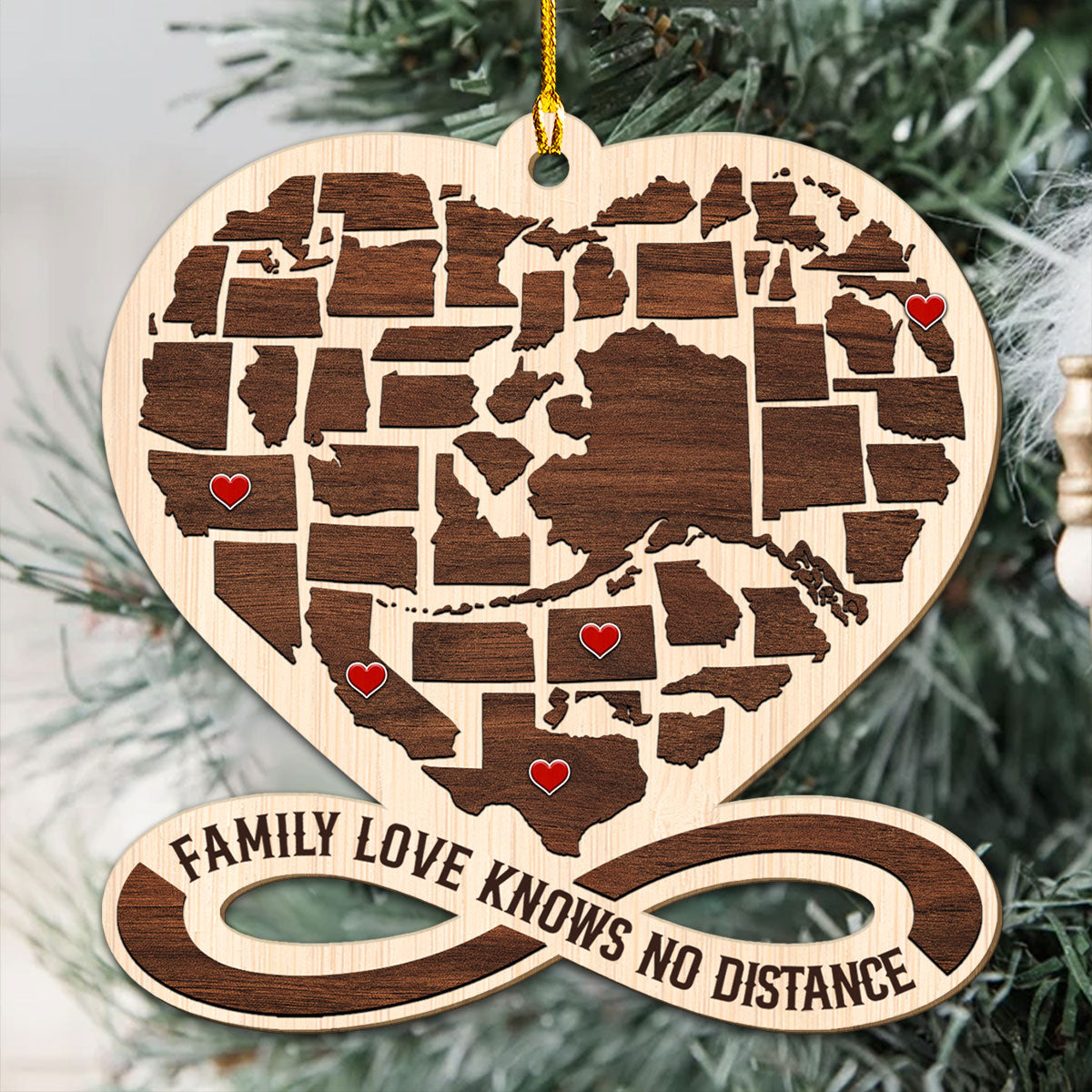 The Heart Knows No Distance - Personalized Custom Wood Ornament