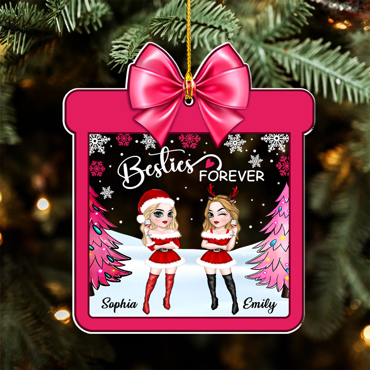 Christmas With Besties - Personalized Custom Acrylic Ornament