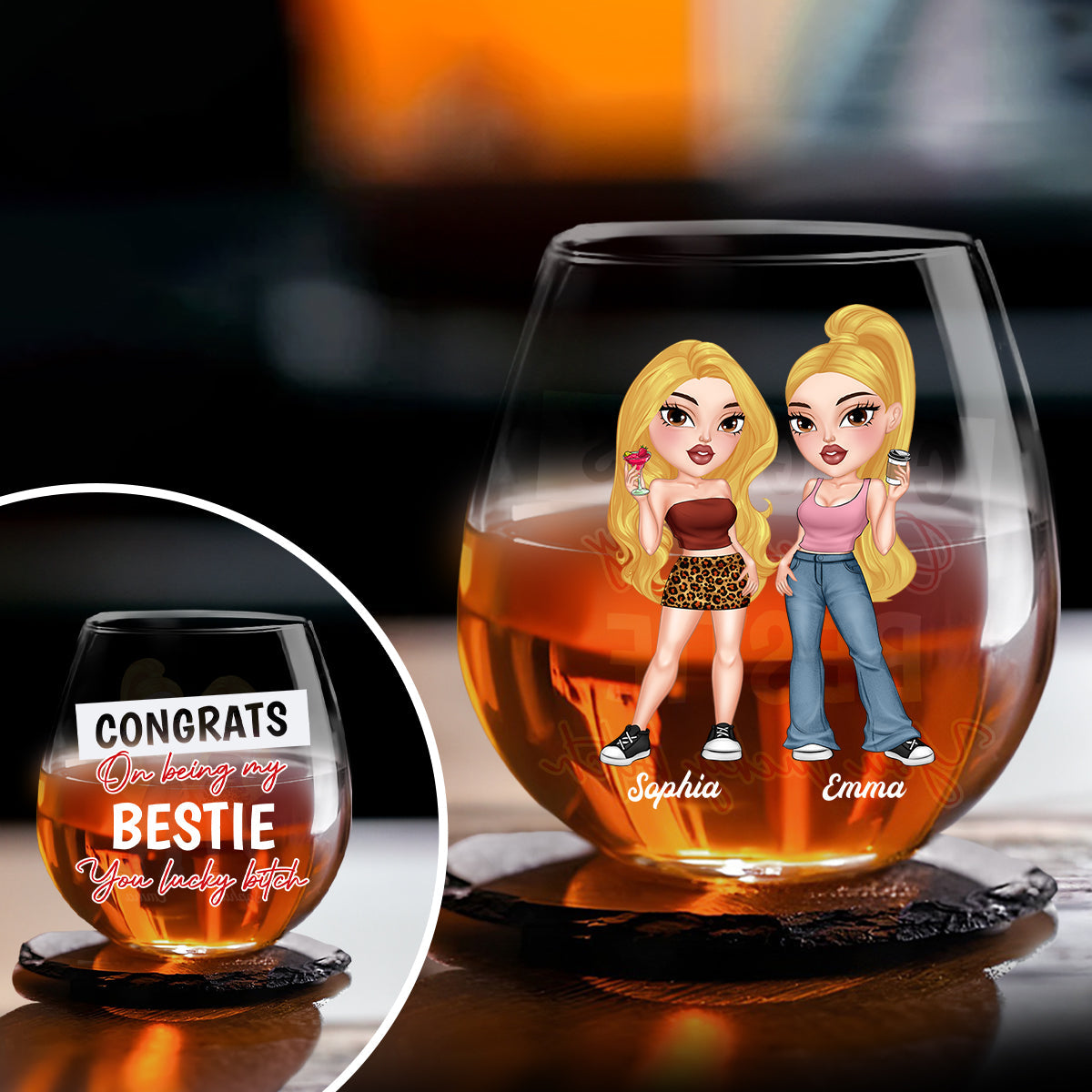 Congrats On Being My Bestie - Personalized Custom Wine Glass