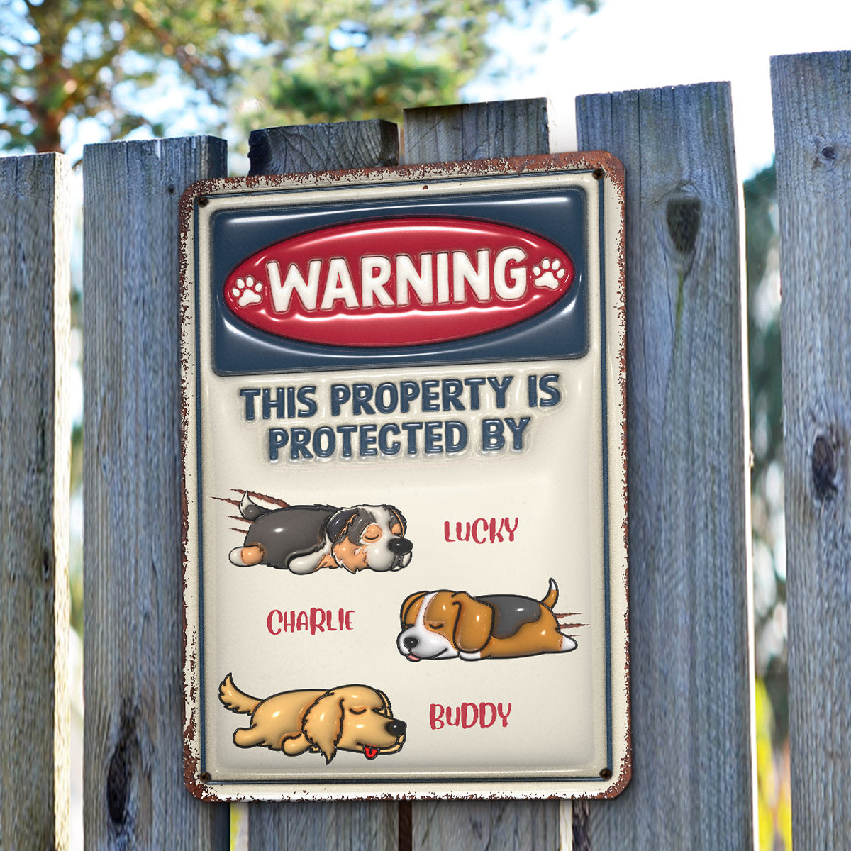 Property Is Protected By - Personalized Custom 3D Inflated Effect Metal Sign