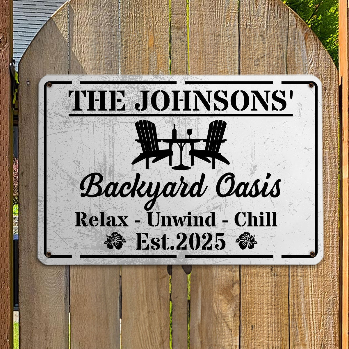 Welcome To Our Backyard Oasis - Personalized Custom Metal Sign