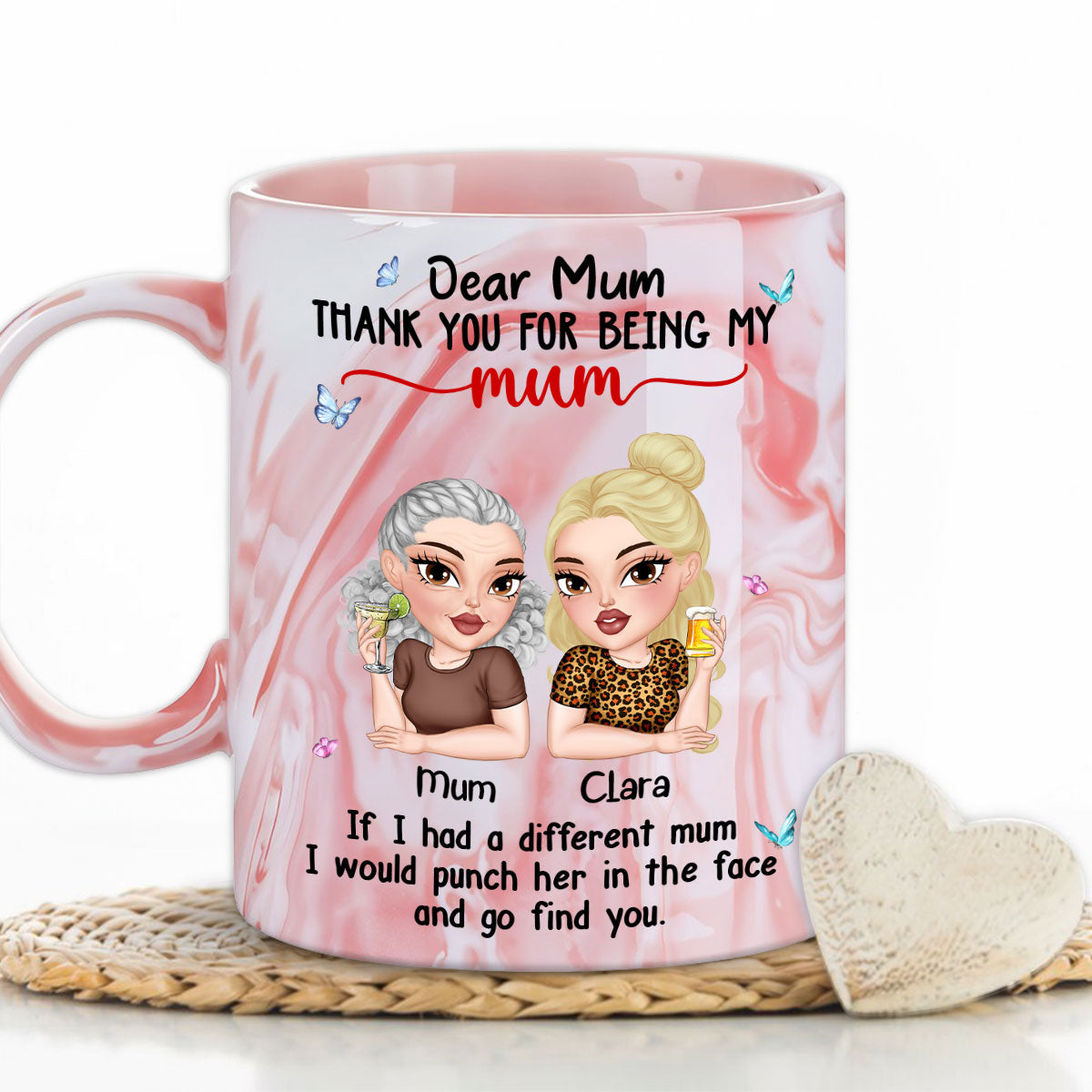 You Are My Only Mom - Personalized Custom Pink Marble Mug