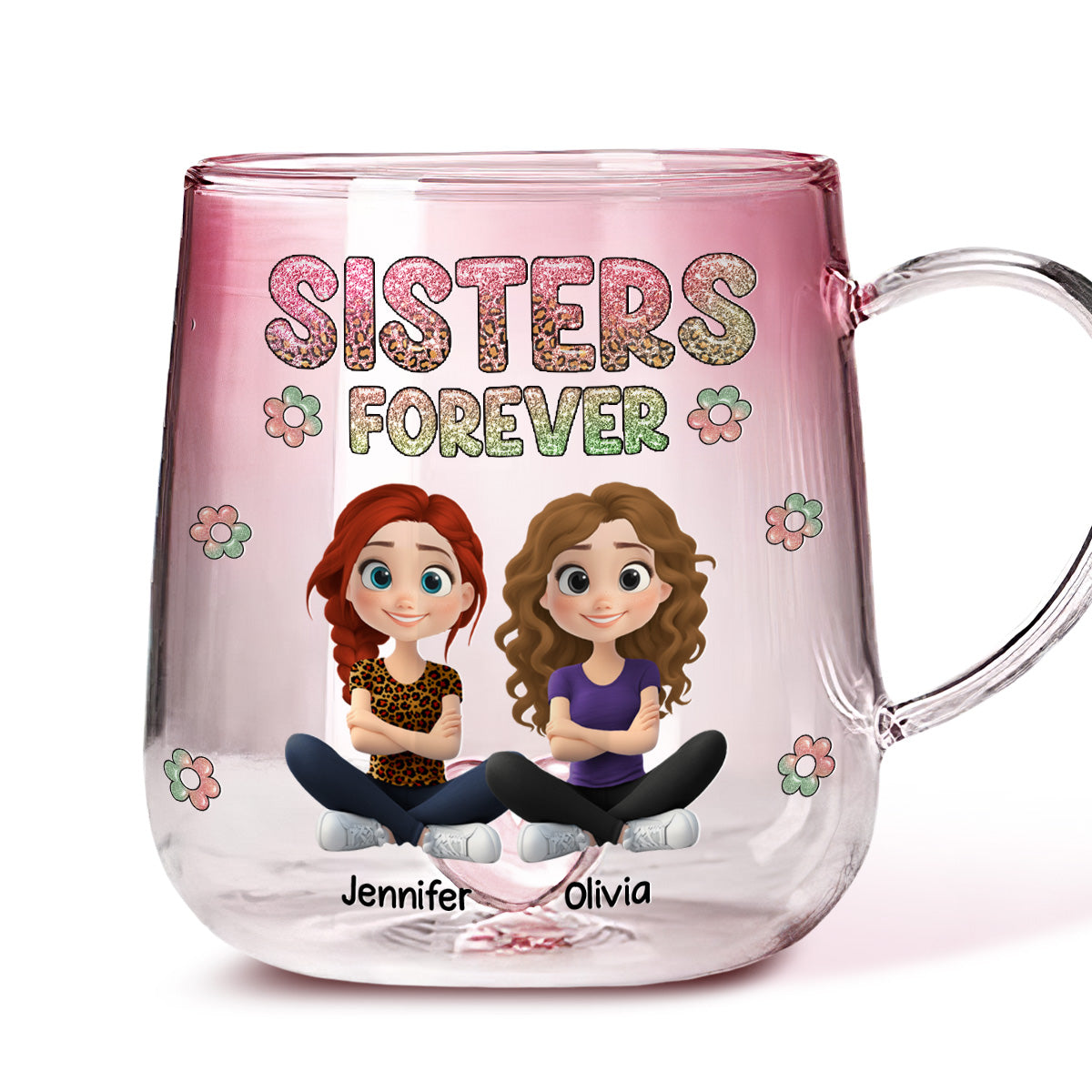 Always My Bestfriend - Personalized Custom Pink Gradient Glass Mug