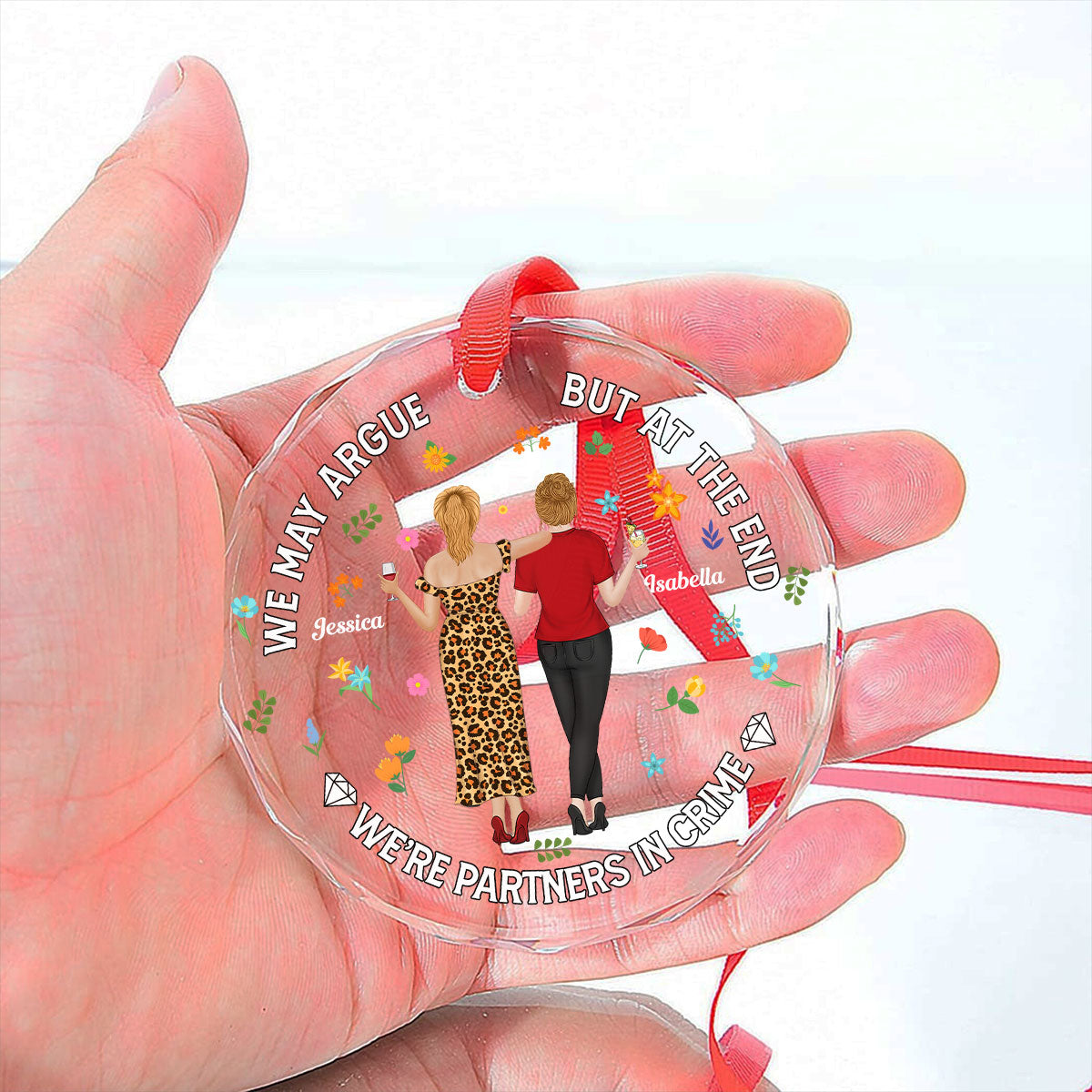 Partners Forever No Matter What - Personalized Custom Glass Ornament