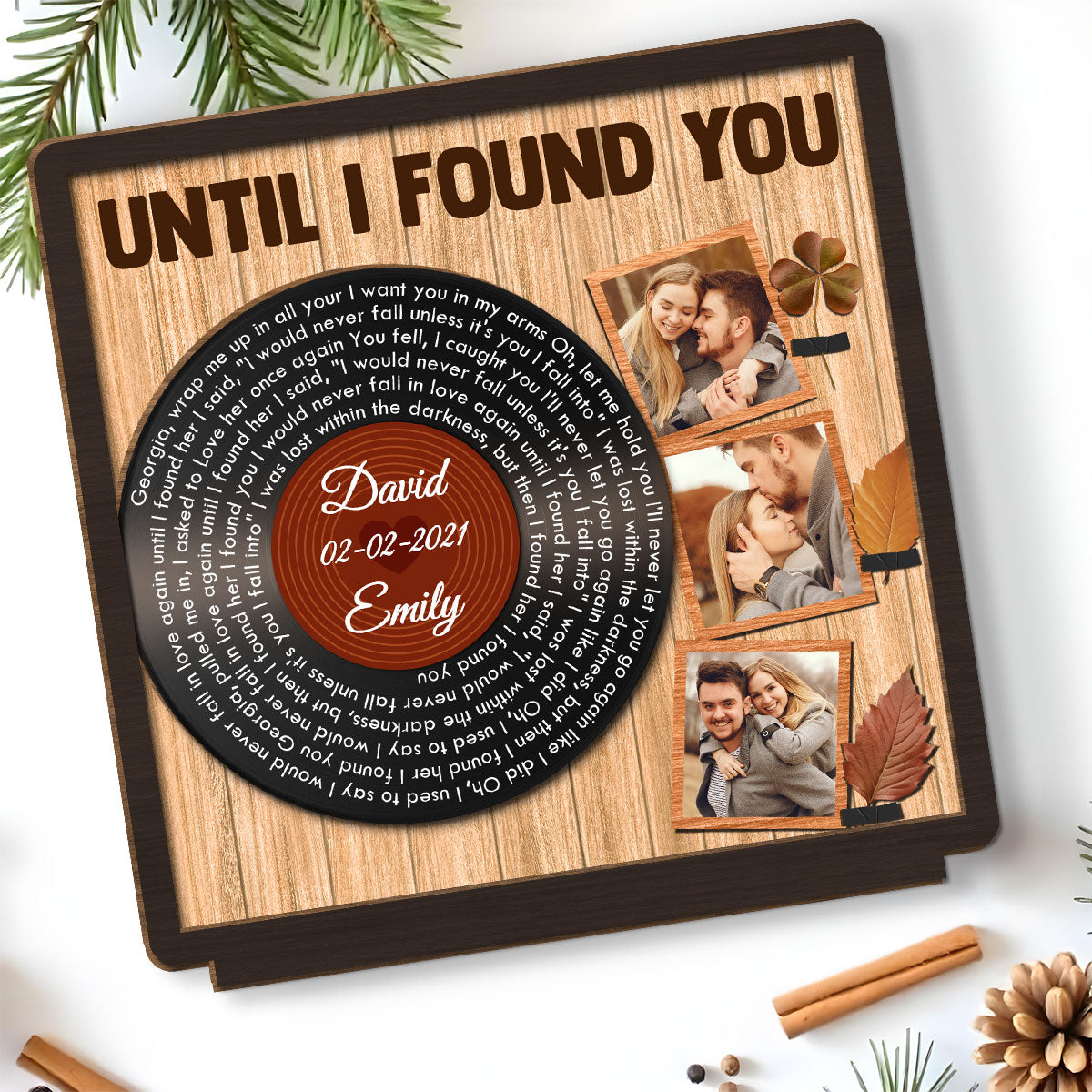 Endless Love Song Keepsake - Personalized Custom 2-Layer Wood Plaque With Flat Base