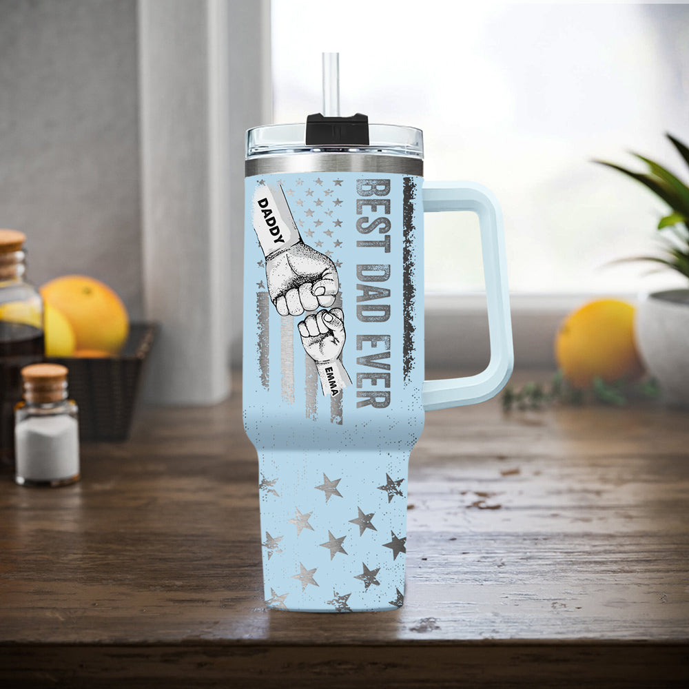 Best Dad - Personalized Custom Engraved 40oz Tumbler With Handle