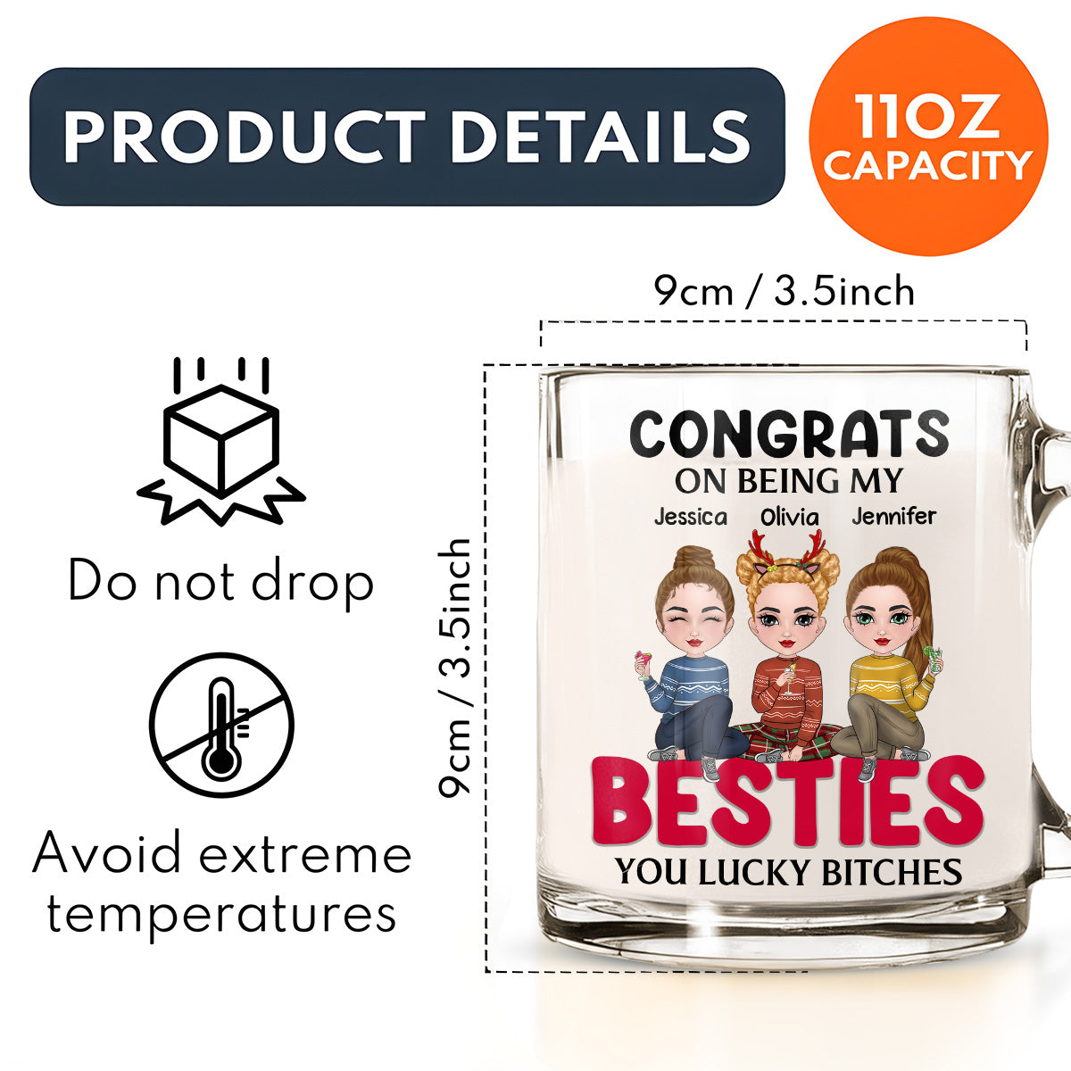 Thank You Being My Bestie - Personalized Custom Glass Mug