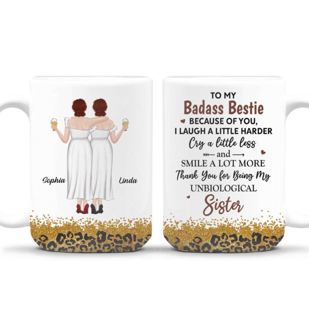 Because Of You I Laugh A Little Harder - Personalized Custom Coffee Mug