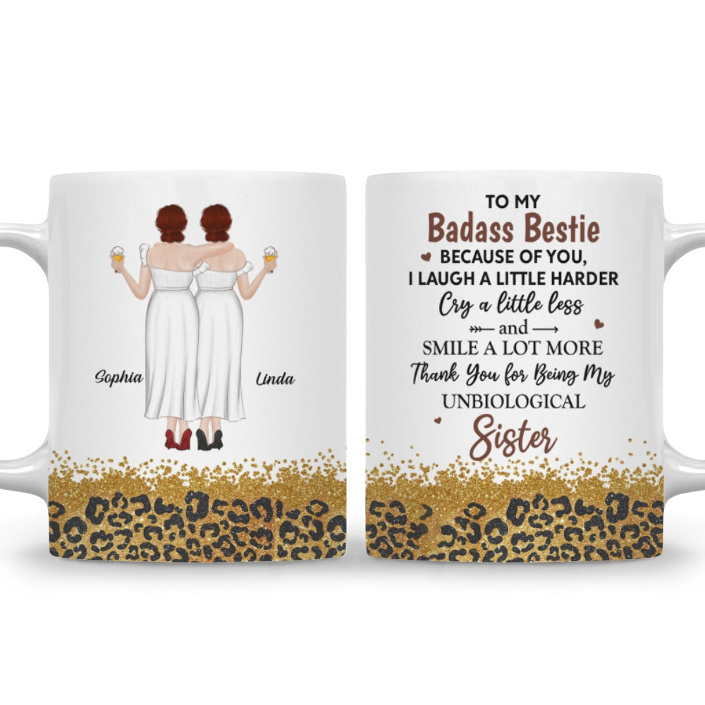 Because Of You I Laugh A Little Harder - Personalized Custom Coffee Mug