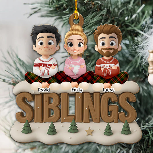 Siblings This Year Onwards - Personalized Custom 3D Effect Wood Ornament
