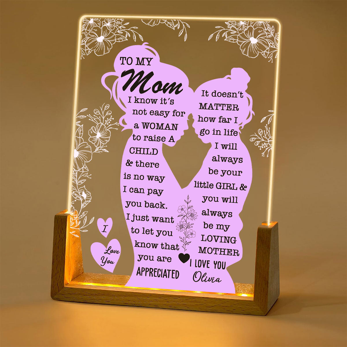 To My Mom - Personalized Custom Plaque With Walnut Base