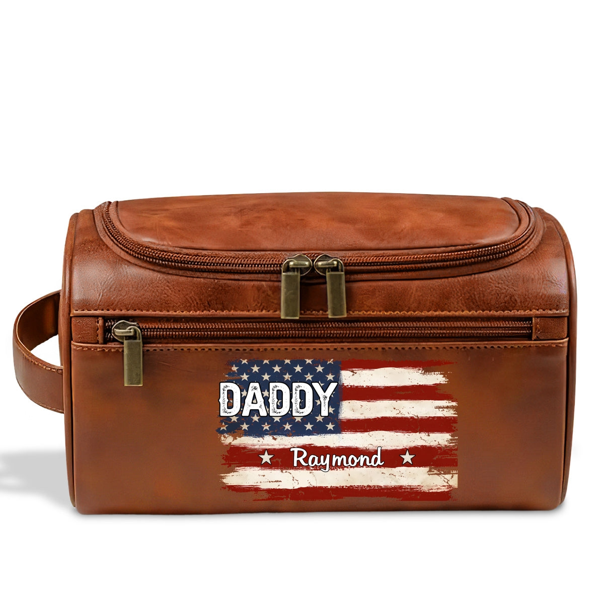 Proud To Be American - Personalized Custom Leather Toiletry Bag
