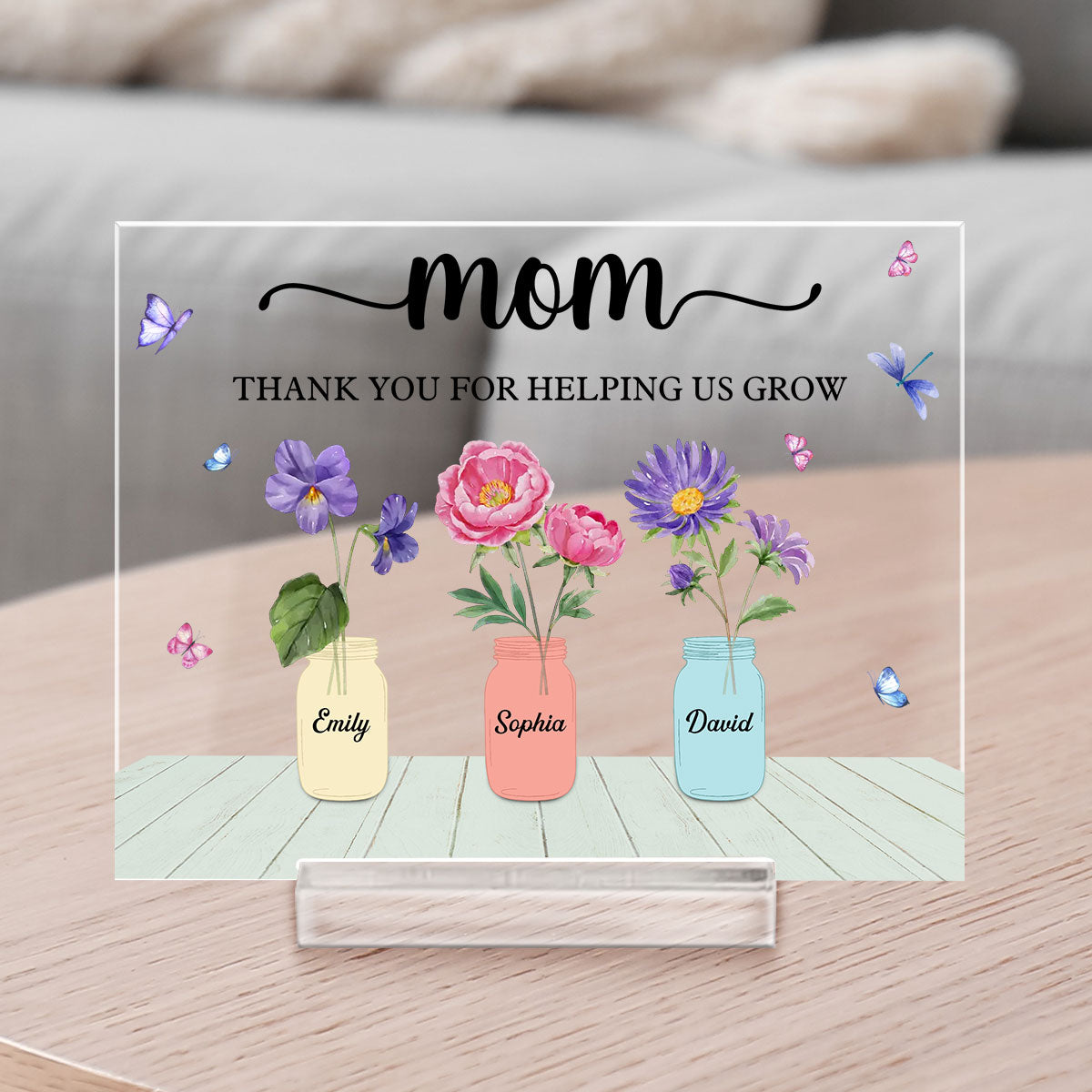 Thank You For Helping Us Grow - Personalized Custom Acrylic Plaque With Base