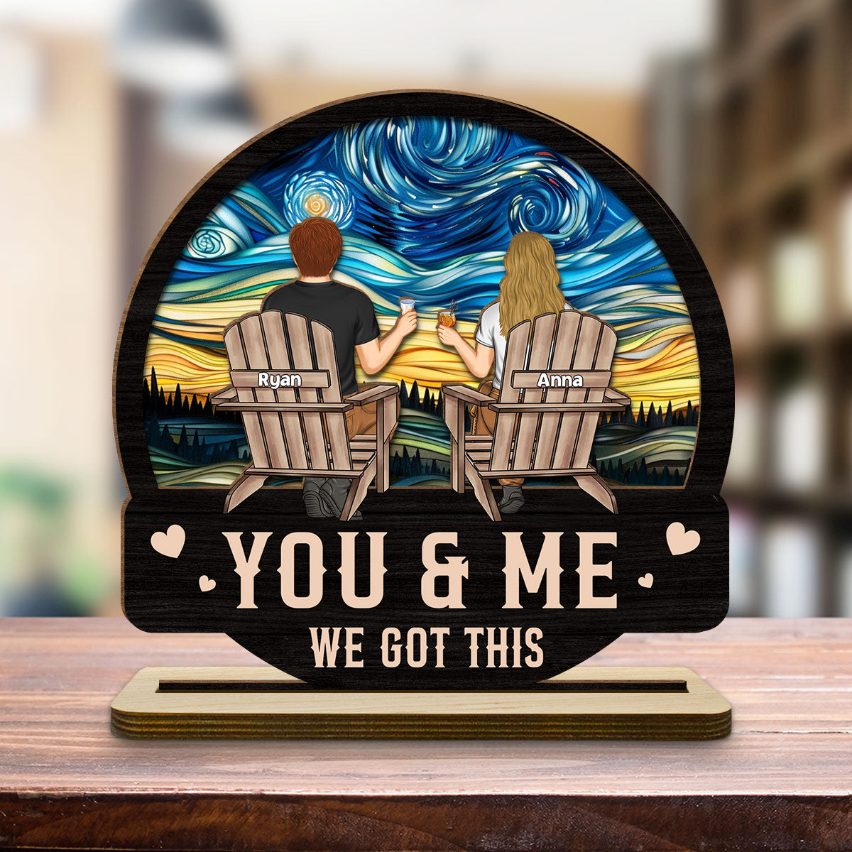 We got this - Personalized Custom 2-Layer Wood Plaque With Flat Base