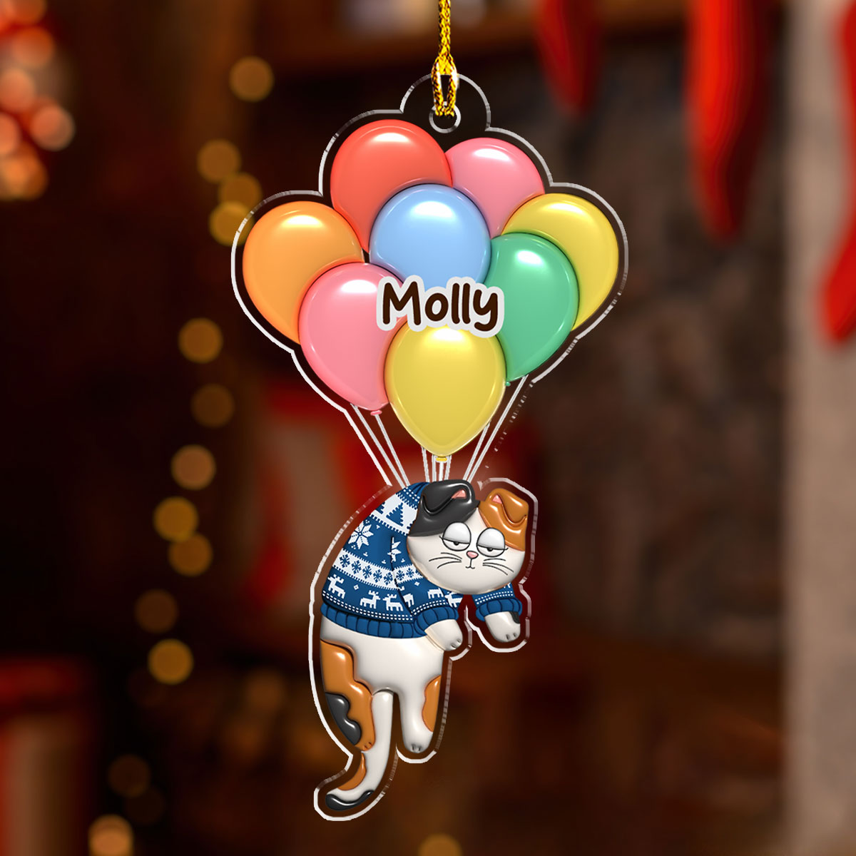 Bubble Hanging Cat - Personalized Custom 3D Inflated Effect Acrylic Ornament