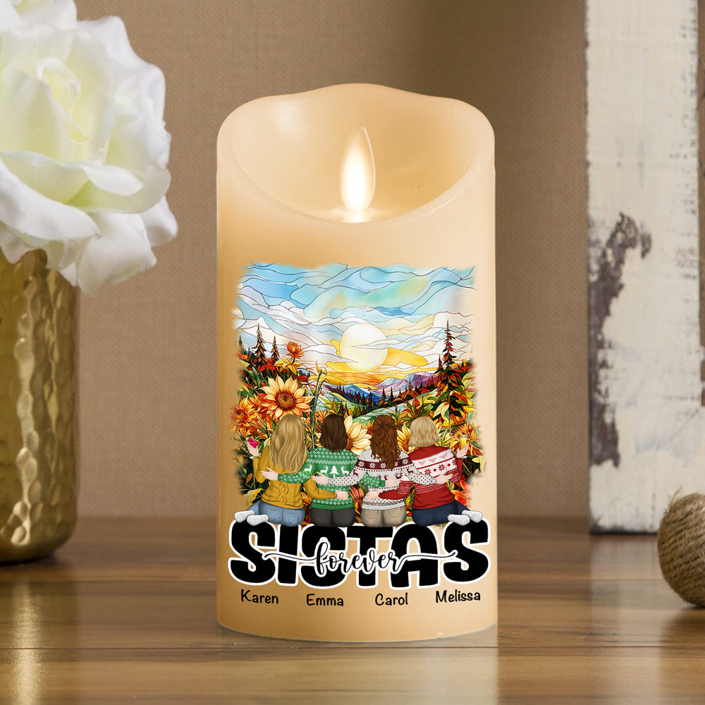 Besties Sitting Together - Personalized Custom LED Candle