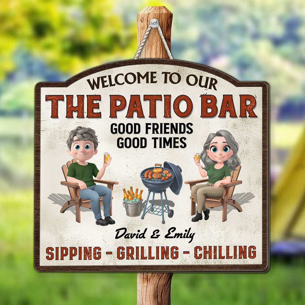 Welcome To Our Patio - Personalized Custom Wood Sign