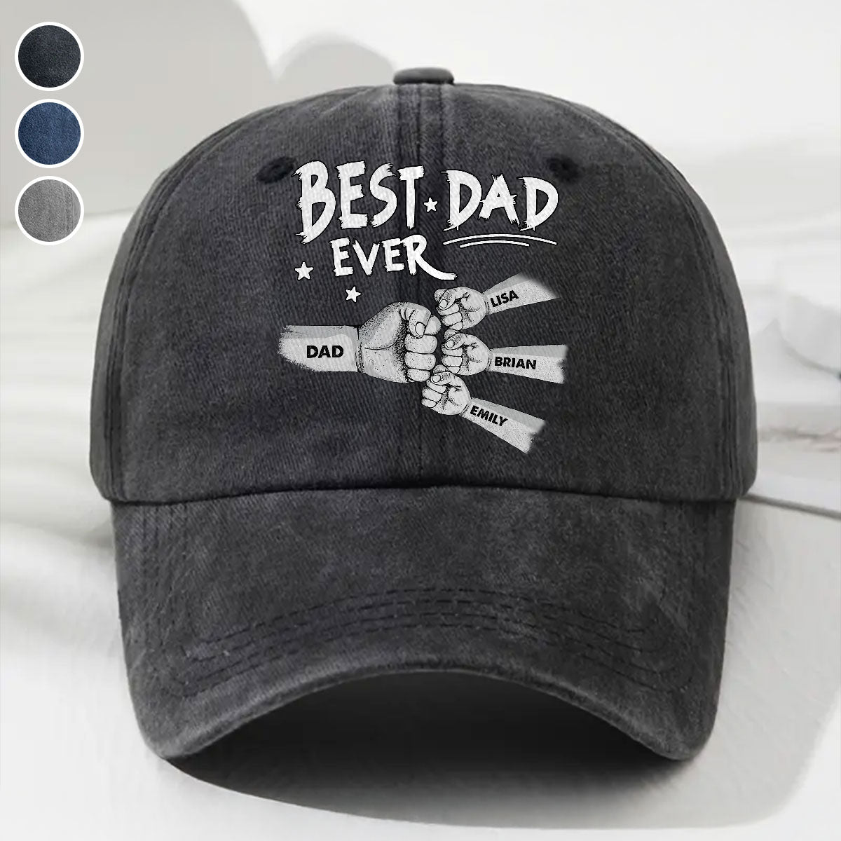 The Power Of Dad Comes From Love - Personalized Custom Vintage Washed Denim Cap