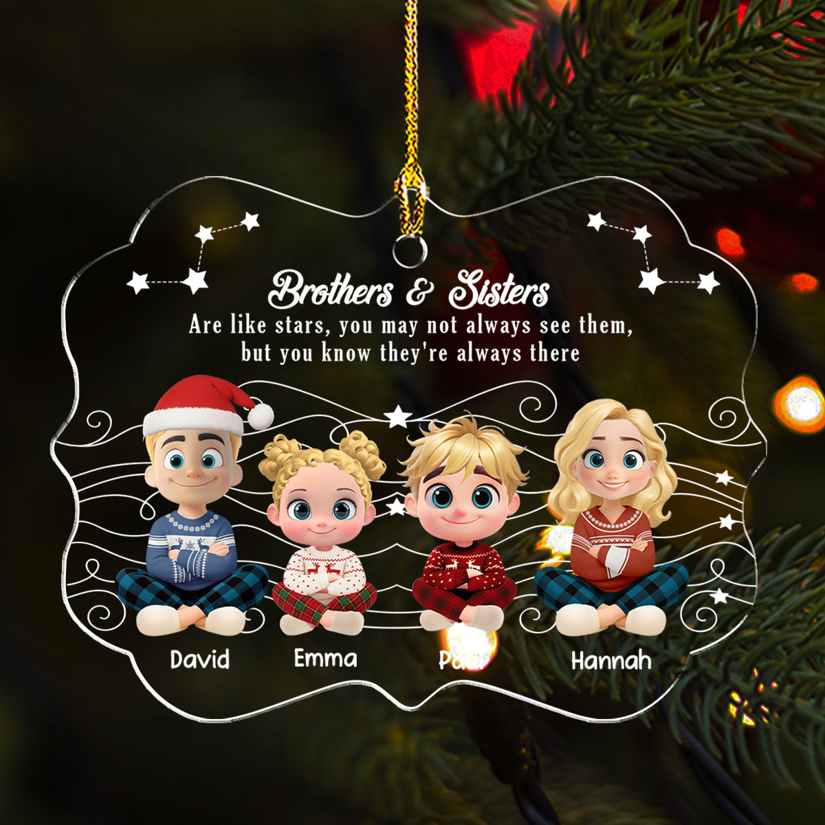 Siblings Are Like Bright Stars - Personalized Custom Acrylic Ornament