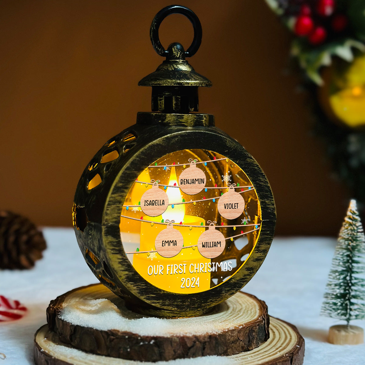 Merry Christmas Family - Personalized Custom Christmas Lantern