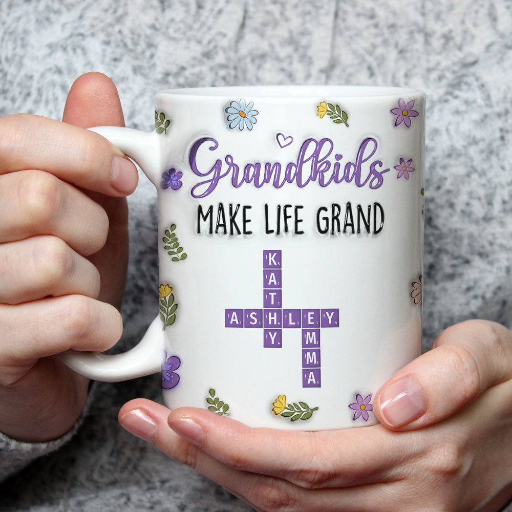 Grandkids Make Life Grand Crossword Puzzle - Personalized Custom 3D Inflated Effect Mug