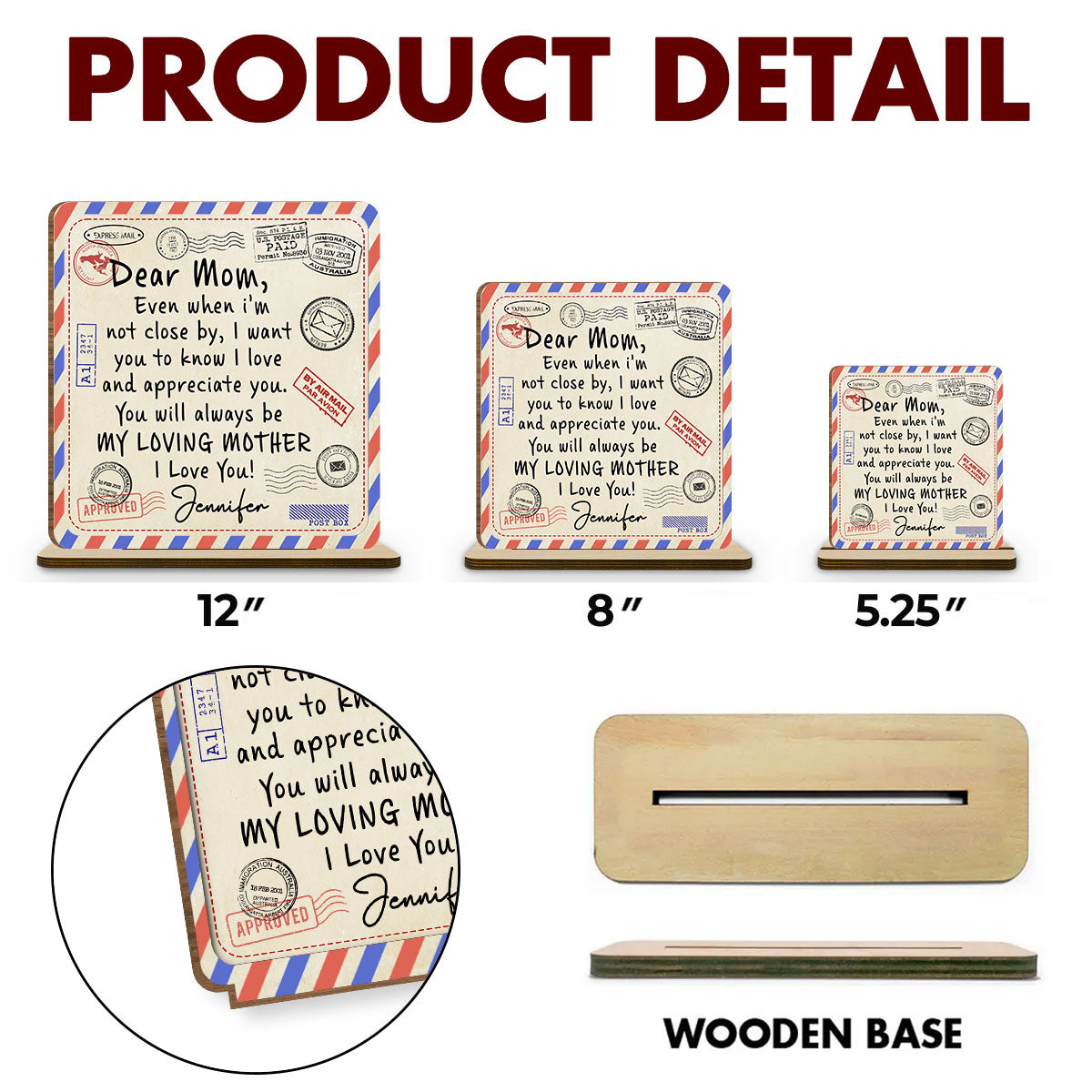 My Loving Mom - Personalized Custom 2-Layer Wood Plaque With Flat Base